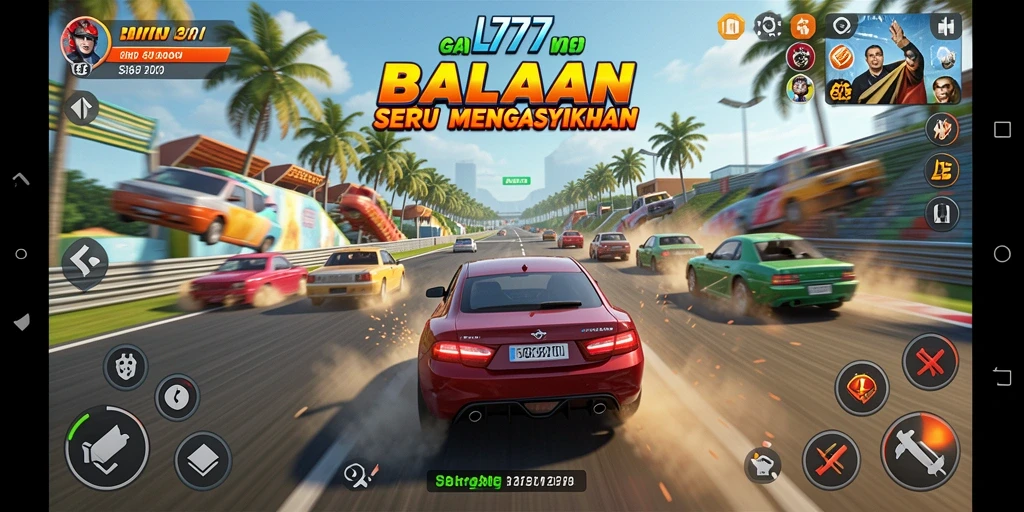 Tampilan gameplay balapan yang mendebarkan di L777.
