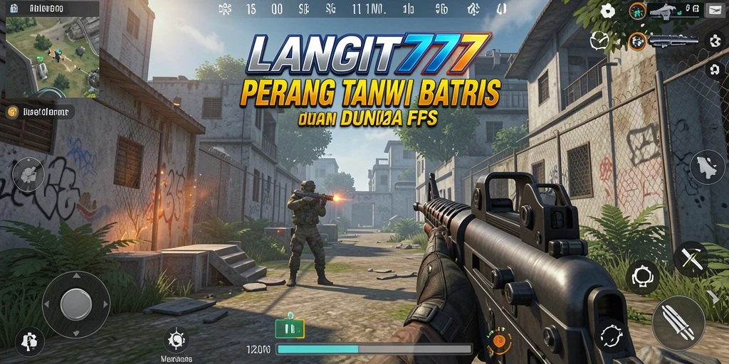 Tampilan gameplay menegangkan dalam LANGIT777 dengan aksi FPS yang dinamis.