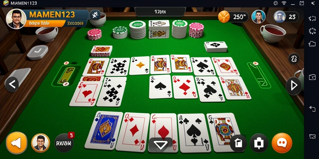 Screenshot utama MAMEN123 menampilkan gameplay Gaple yang seru dan interaktif.