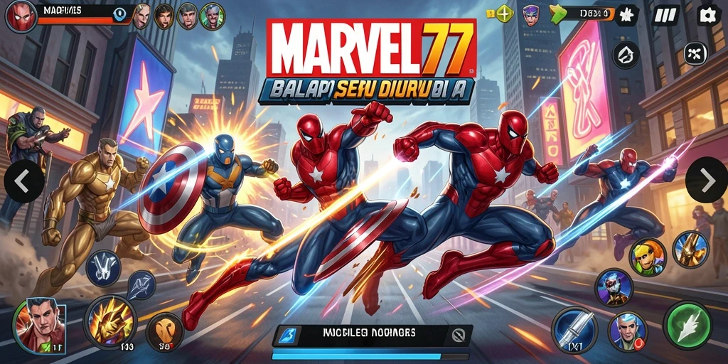 Tangkapan layar MARVEL77 menampilkan aksi balapan yang mendebarkan dengan karakter Marvel.