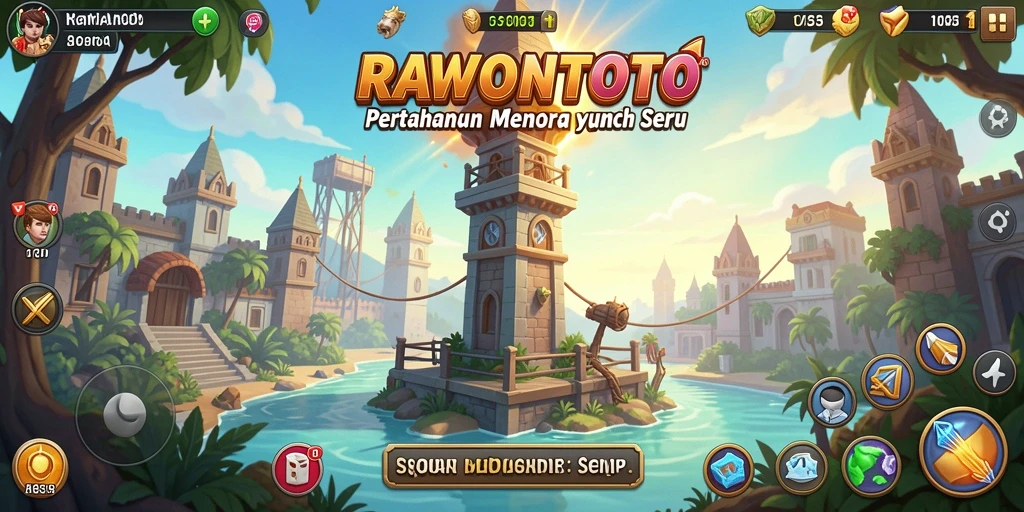 Gameplay menarik dari RAWONTOTO di dalam peta Tower Defense yang menantang.