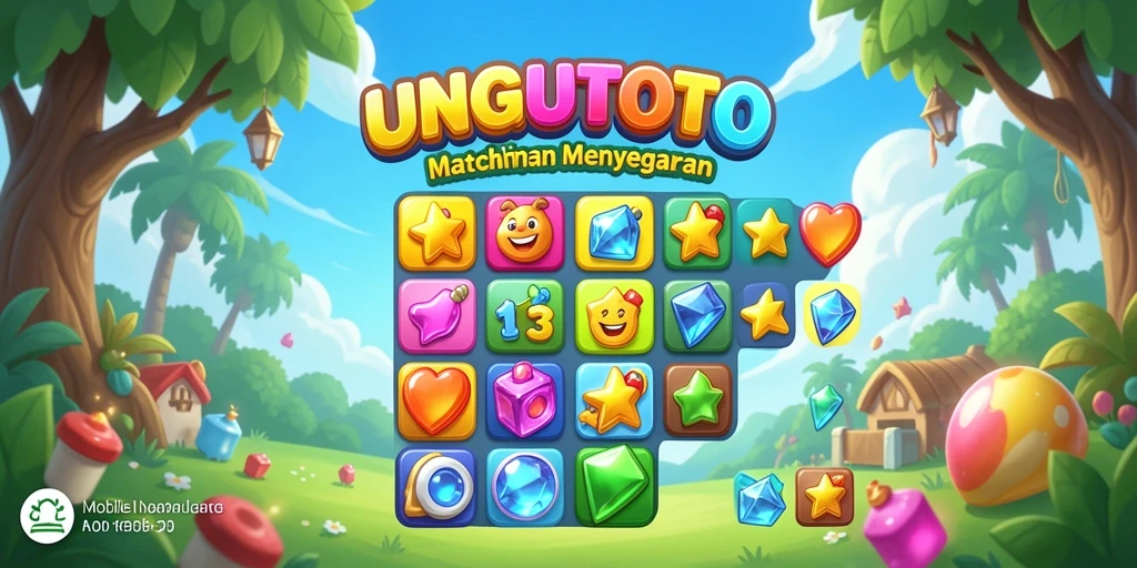 Tampilan gameplay seru UNGUTOTO dengan warna-warni batu permata.