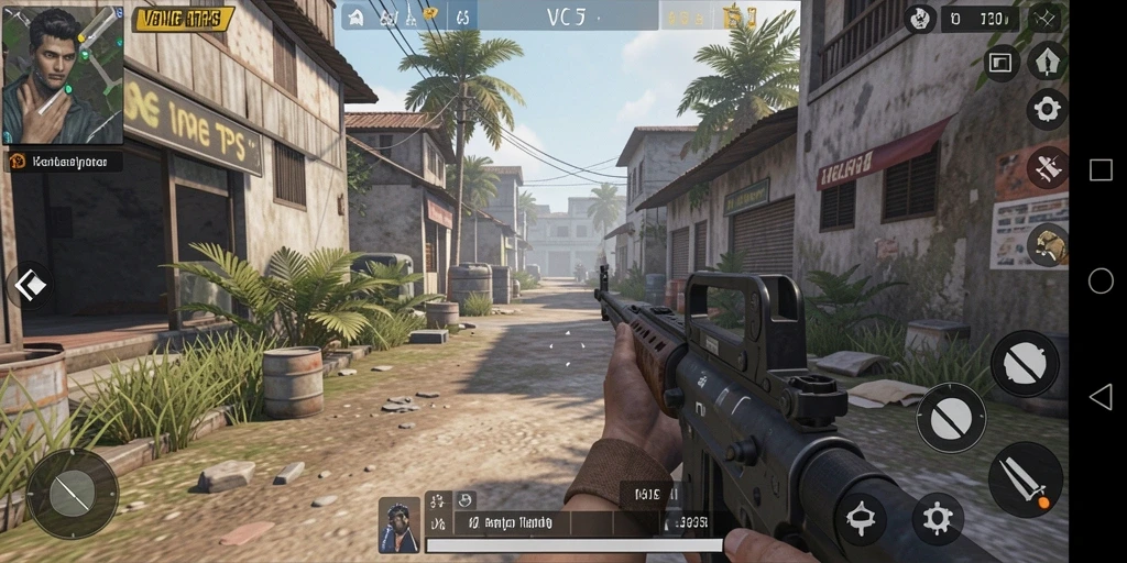 Screenshot gameplay VC55 dengan aksi intens dalam pertempuran TPS.