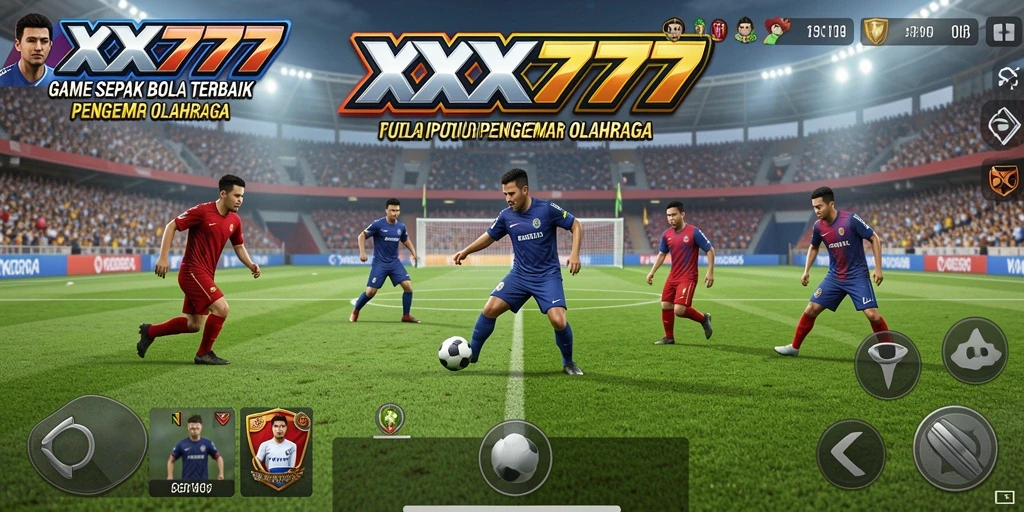 Screenshot utama XXX777 menampilkan aksi seru dalam permainan sepak bola.