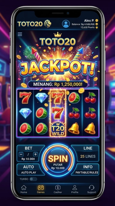 Tangkapan layar utama aplikasi toto20 yang menunjukkan berbagai kategori aplikasi.